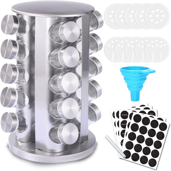 KALINCO Rotating Spice Rack Organizer, Revolving Spice Rack for Cabinet, Stainless Steel