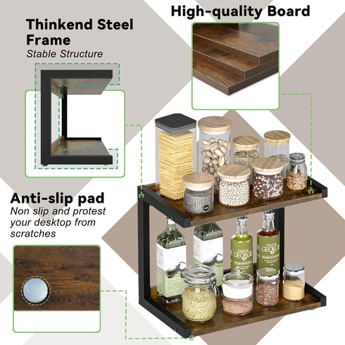 MARTY 2 12.6"x7.7" Counter Countertop, Tier Shelf Organizer Kitchen Spice Rack for Coffee Station Organizer for Mugs