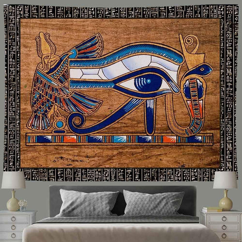 Ine Ive Egyptian Horus Eye Tapestry, Ancient Egyptian Gods Pharaohs Hieroglyphic Tapestries, 80x60inch for Decoration
