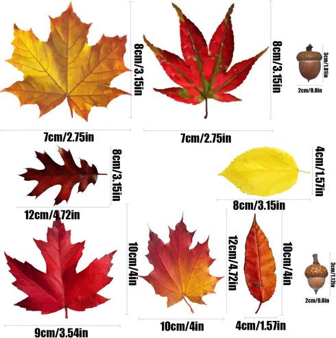 VEYLIN 6 Sheets 200Pcs Thanksgiving Window Clings, Autumn Maple Leaves Window Static Stickers for Thanksgiving Day Window Decoration by VEYLIN