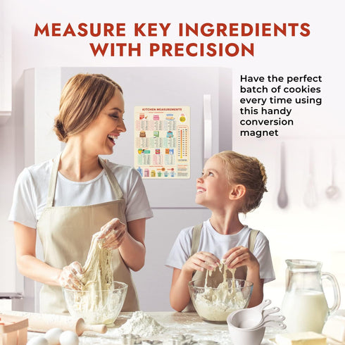 Levain & Co Kitchen Conversion Chart Magnet for Easier Cooking & Baking, Vintage Kitchen Accessories