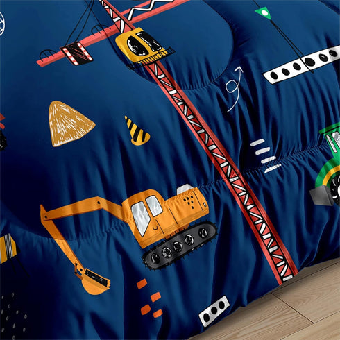 3 Set Sets, Sets Pcs Twin Bedding for Boys, Kids Construction Truck Comforter Excavator Truck Twin Boys Bedding for All