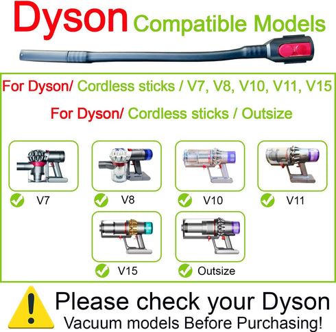 Flexible Crevice Tool: Dyson V7 V8 V10 V11 V15 Gen5 Cordless Vacuums Accessories for Car Detailing, Corners Cleaning