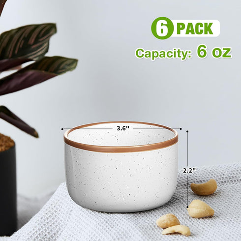 Ramekins Set of 6, 6 oz Oven Safe Porcelain Ramekins, Mini Cheesecake Pans, Dipping Sauce Bowls - Vanilla White