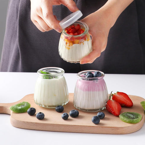4oz 40Pack, (Set 40) Small Glass Jars Clear Glass Pudding Jars with PE Lids and Tags, Spice Jars/Glass Jelly