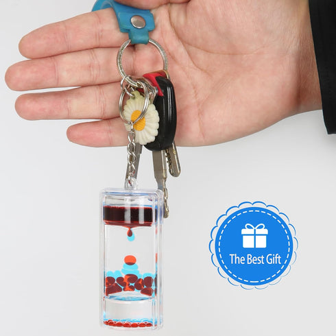 Dynamic Liquid Timers Key Chain Set, Colorful Motion Bubbler Timekeeper Keychains