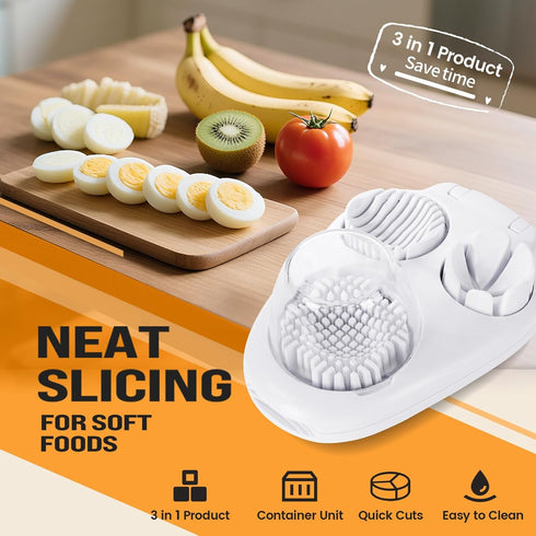 Solaceura 3-In-1egg Slicer For Hard Boiled Eggs,Stainless Heavy Duty Steel Egg Slicer Kitchen Gadget, Fit