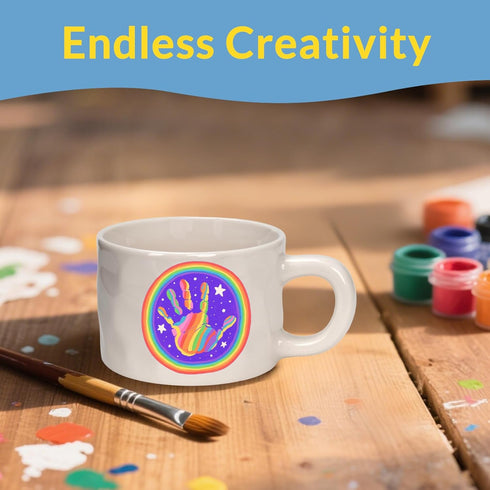 MENGDIDI 2PCS Set, Paint Your Own Mug Kit, Custom Ceramic Mug Painting Blank White Coffee Mugs with Paints and Brushes