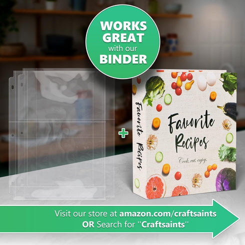 Full Size 4x6 Recipe Card Protectors: Pack of 50 Top-Loading Crystal Clear Sleeves for 3 Ring Binders