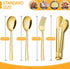LIANYU Gold Serving Utensils Set of 8, Stainless Steel Serving Spoons, Slotted Spoons, Serving Forks, Metal Tongs for Kitchen Buffet Party Banquet Entertaining, Mirror Finished, Dishwasher Safe