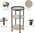 Small Round Side Table for Small Spaces - 3-Tier Modern Accent Table, Slim End Table for Living Room, Bedroom (Oak)
