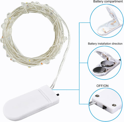 4 Pack 20 80 INCH ZPH Fairy Lights Battery Operated, Led Fairy Lamp Strings,Battery Powered Lamp Strings Cold White
