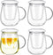 Tioncy 4 Set Glass Tea Cup with Infuser and Lid, 16.9 oz,