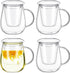 Tioncy 4 Set Glass Tea Cup with Infuser and Lid, 16.9 oz,