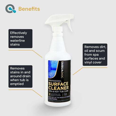 16oz Hot Tub Cleaner Spray - Spa Surface Cleaner for Hot Tub Chemical Made in the USA - AquaDoc