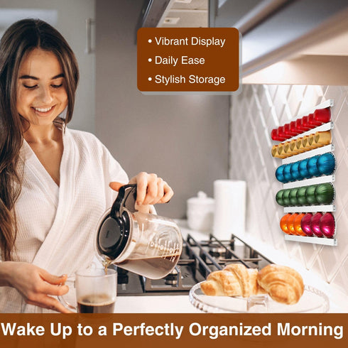 Coffee Pod Holder, K Cup Holders for Counter, 10 PCS Wall Mount Coffee Pods Storage Organizer with Adhesives