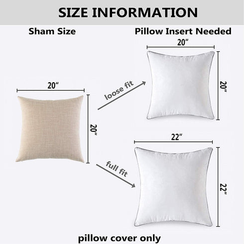 Kevin Textile Supersoft Linen Cushion Covers, Set of 2 Square Throw Pillows for Couch, 50x50 cm, Light Beige