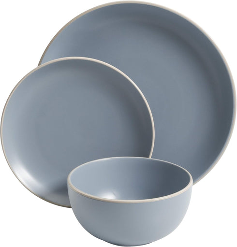 Gibson Home Rockaway Round Stoneware Dinnerware Set, Service for 4 (12pcs), Blue