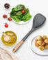 Nonstick Silicone Spatula, Flexible Edge for Pans, Heat Resistant BPA-Free Kitchen Spatulas with Wooden Handle (Grey)