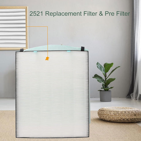 Replacement 400 Filter for Bissell Air400-2521, Includes 2520 Active Carbon Filter and 1 Carbon Filter, Part 2521, 2520