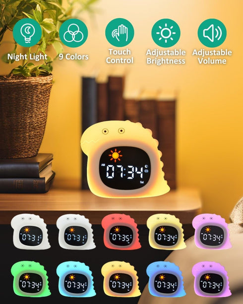GALYNA Kids Alarm Clock, Ok to Wake Clock for Kids, Toddler Sleep Training Clock with Night Light, White Noise Sound
