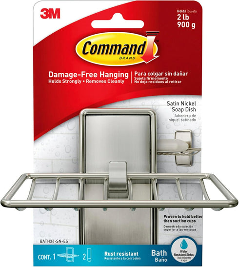 Command Soap Dish for Shower, Damage Free Hanging Bathroom Soap Dish, No