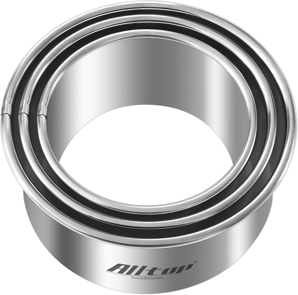 ALLTOP Circle Biscuit Cutter Set 3PC Round Stainless Steel Baking Supplies for Effortless Cookie Shaping