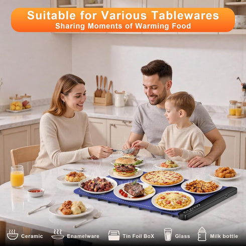 4 8 Warming Mat for Food,Food Warming Trays with Temperature Levels Seconds Heating Tech,Silicone Electric Warmer