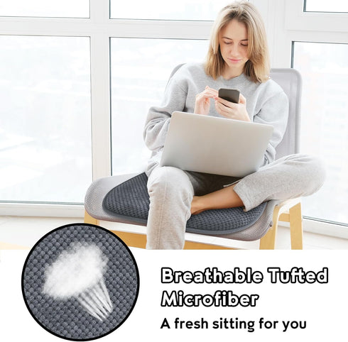 Large Grey Kitchen Chair Cushions, Washable Non-Slip Foam Office Seat Pads, Thick Wooden Metal Tapered Dining, 17" x 16"