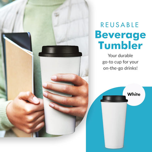 Simply Green Solutions Reusable Coffee Cups with Lids, 16 oz Thermal Cups for Hot and Cold Drinks, Dishwasher Safe