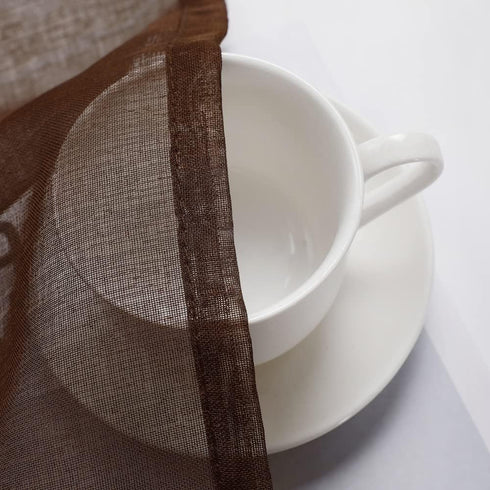 MIULEE Solid Chocolate Brown Kitchen Sheer Valance, 1 Panel Voile Window Curtain for Living Room (60" W x 18" L)