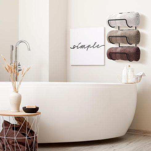 12 Sorbus Towel Holder for Bathroom Wall - Level Wall Mounted Towel Rack Shelves for Rolled Bath Towels, Washcloths