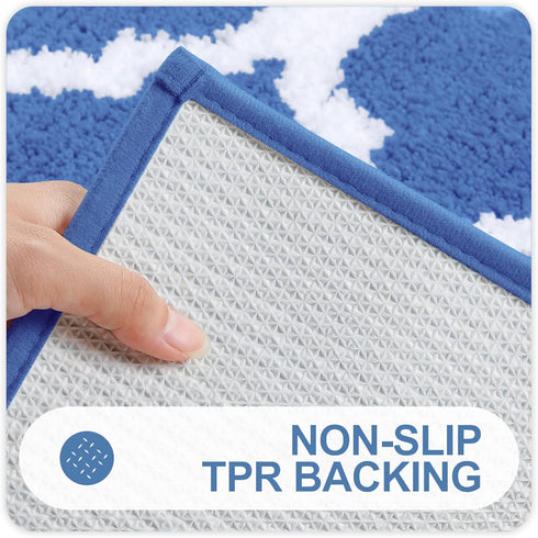 OLANLY 2 Piece Bathroom Rugs Set, Microfiber Bath Shower Mat and U-Shaped Toilet Rug, Non-Slip Absorbent (Sky Blue)