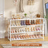 4 2 Closet 26Pairs, LUKYTOWER Extra Long Shoe Rack Tier Shoe Storage Organizer with Hooks, Wide Stackable Shoe