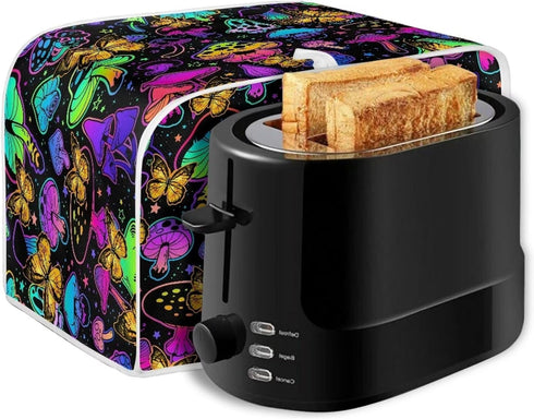 Gomyblomy Mushroom Butterfly Toaster Cover, Polyester Fabric Dustproof Cover for Kitchen, Washable Microwave Oven