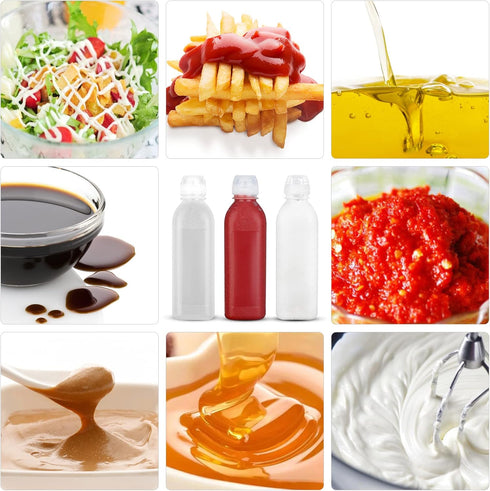 Zlxtxpor 4-Pack 17 oz (500ml), (17oz 4 pack) Condiment Squeeze Bottles, BPA-free, Bottles for Sauces, Olive Oil