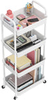 MOYIPIN 4-Tier Plastic Rolling Utility Cart with Handle,Utility Storage Cart for Office, Living