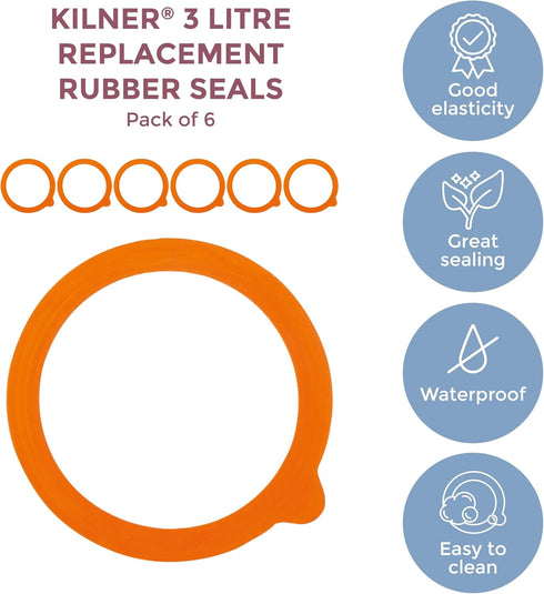 Kilner Replacement Rubber Seals for 102-Fluid Ounce Jars, 4-1/4-Inches, Pack of 6