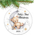 Baby's First Christmas 2025 Boy Bear on The Moon Ornament, Christmas Wedding Decoration, Newlywed 2025 (Yellow and