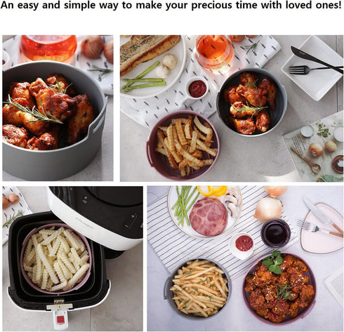 jNE Premium Air Fryer Silicone Pot, 6.3 Inches, Food Safe Oven Accessories, Easy to Clean, Replacement for Parchment
