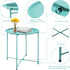 4 Garden you End Table Metal Side Table Green Round Folding Tray Cyan Sofa Small Accent Fold-able Table, Round End