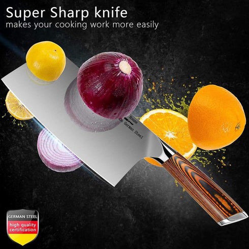 Ultra Sharp 7 inch Cleaver Knife, High Carbon German Stainless Steel Butcher Knife for Kitchen and Restaurant