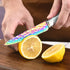 Rainbow Knife Set with Acrylic Block, Kitchen Knives Set, Thick Blade Cutlery for Home & Pro Use, Teal Handle