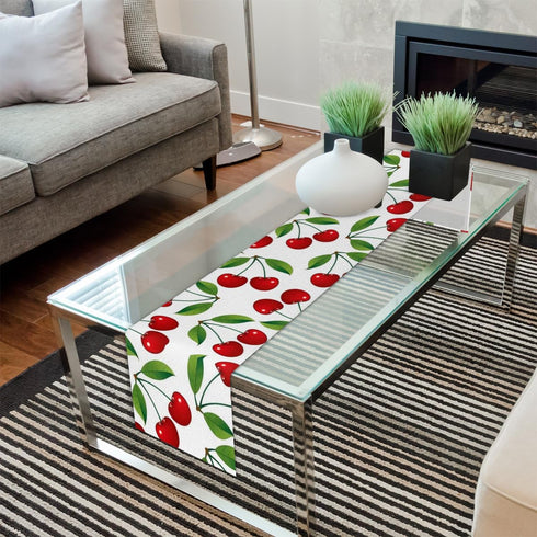 Aglebo 90 Inches 13 90 Inches Cherries Delicious Table Runner Washable Table Runners Long Kitchen Dining Table