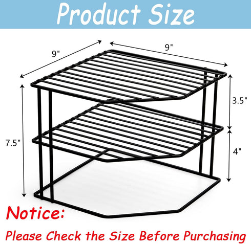 3-Tier Counter 9x9x7.5 Inch Counter Frcctre Kitchen Corner Shelf Rack and Cabinet Organizer, Metal Wire Kitchen Pantry