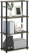 Furinno (99557GYW/BK) Turn-N-Tube 4-Tier Display Rack, Multipurpose Shelf - French Oak Grey/Black