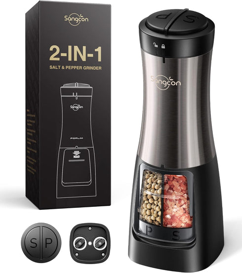 Sangcon Electric Salt and Pepper Grinder Set Shaker 2 IN 1 -