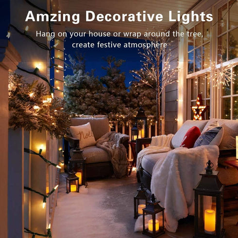 50 Count BrizLabs Clear Christmas Lights, Warm White Incandescent Christmas Lights, Connectable Mini Light String, UL