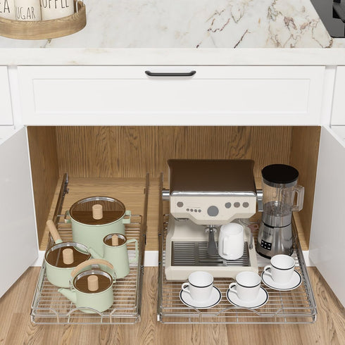 OCG Pull Out Cabinet Organizer, 15" W x 21" D, Pull Out Drawers for Base Cabinet Organization in Kitchen Bathroom