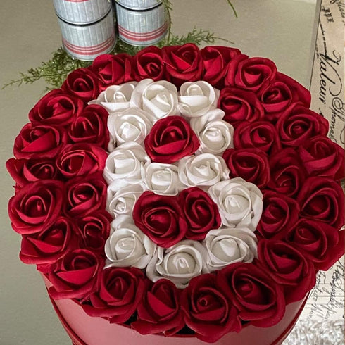 Artificial Flowers 25pcs Burgundy Foam Fake Roses with Stems for DIY Wedding Bouquets, White Bridal Shower